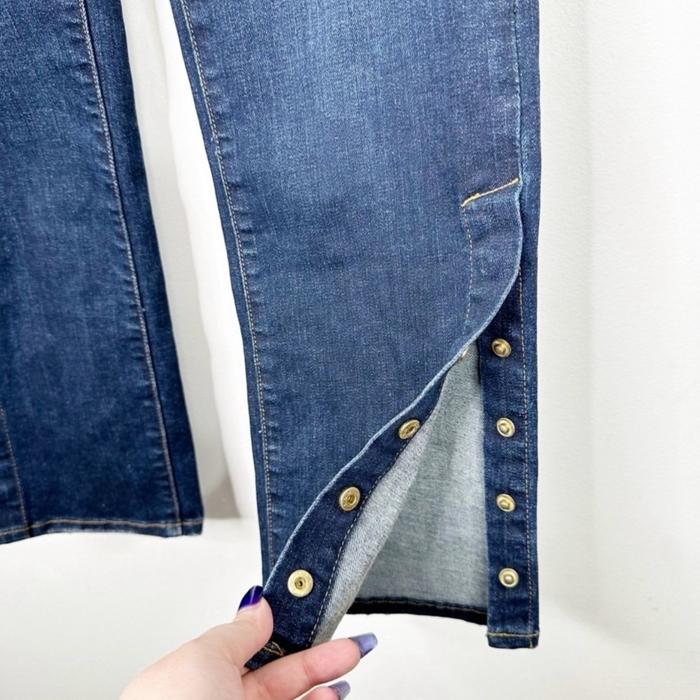 FRAME Le High‎ Straight-Leg Dark Wash Snap-Hem Meribel Denim Jeans Sz. 24 - Picture 4 of 5